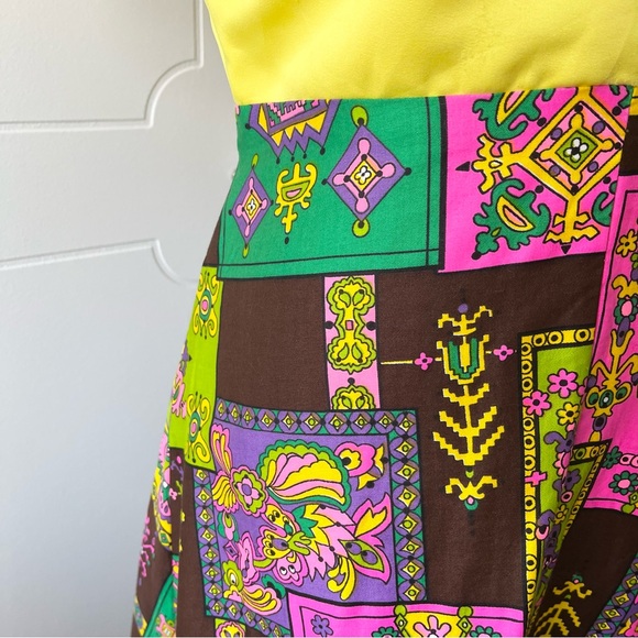 Vintage Yellow Patchwork Maxi Dress - Picture 8 of 10